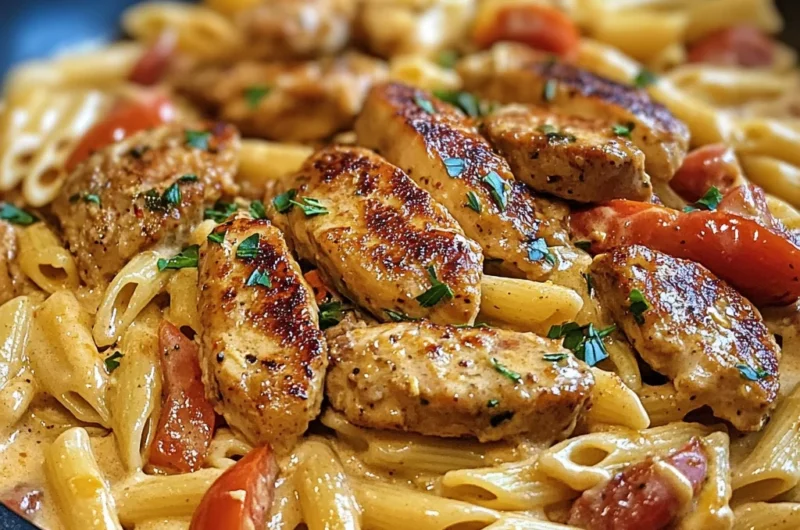One-Pan Creamy Cajun Chicken and Sausage Pasta