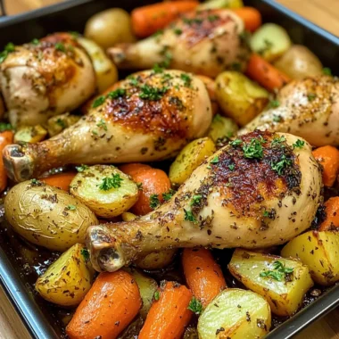 One-Pan Herb Roasted Chicken Drumsticks with Potatoes & Carrots