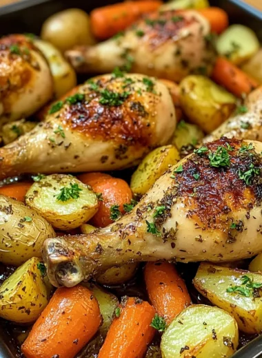 One-Pan Herb Roasted Chicken Drumsticks with Potatoes & Carrots