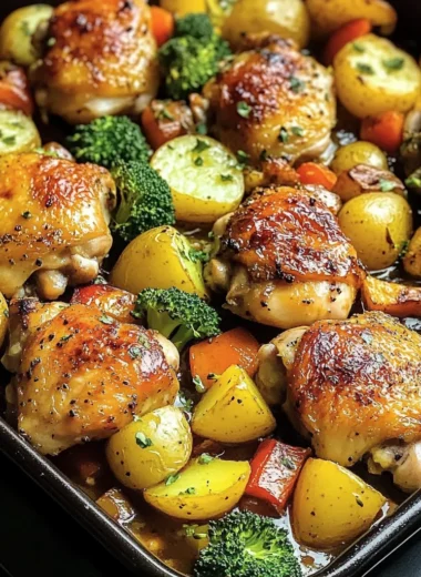 One-Pan Roasted Chicken Thighs with Veggies & Potatoes