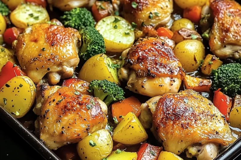One-Pan Roasted Chicken Thighs with Veggies & Potatoes