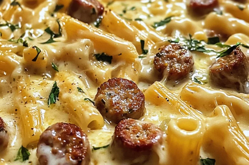 One-Pan White Cheddar Ranch Sausage Magic Pasta