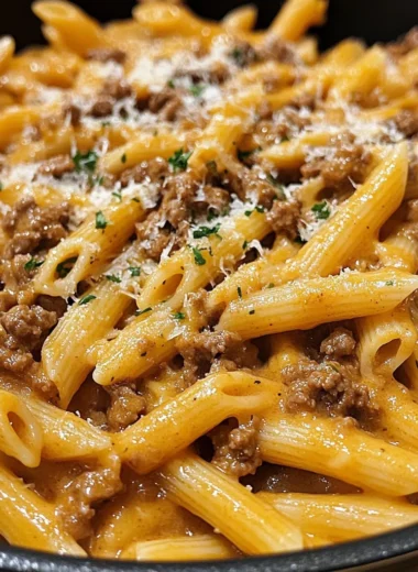 One-Pot Creamy Beef and Garlic Butter Pasta