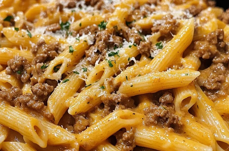 One-Pot Creamy Beef and Garlic Butter Pasta
