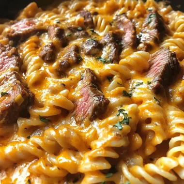 One-Pot Creamy Honey Buffalo Steak Pasta Bake