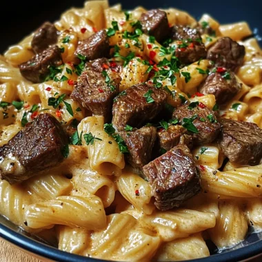 One-Pot Creamy Spicy Garlic Butter Steak & Pasta
