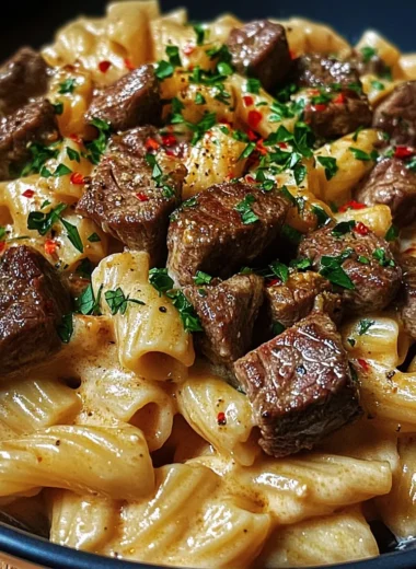 One-Pot Creamy Spicy Garlic Butter Steak & Pasta