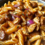 One-Pot Maple Honey BBQ Chicken & Sausage Pasta