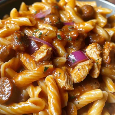 One-Pot Maple Honey BBQ Chicken & Sausage Pasta