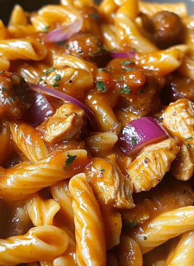 One-Pot Maple Honey BBQ Chicken & Sausage Pasta