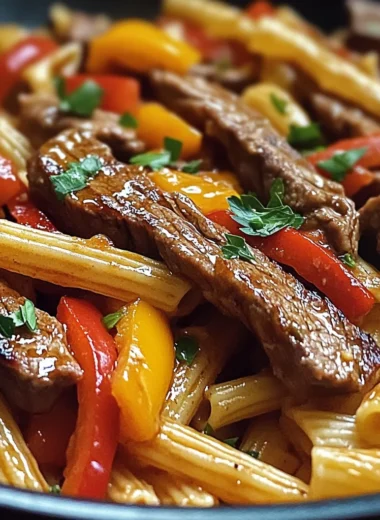 One-Skillet Spicy Honey Steak & Pasta