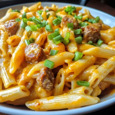 One Pan Creamy Tangy Ranch Buffalo Sausage Pasta