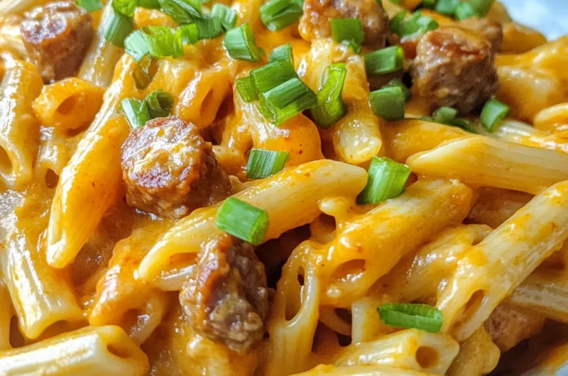 One Pan Creamy Tangy Ranch Buffalo Sausage Pasta