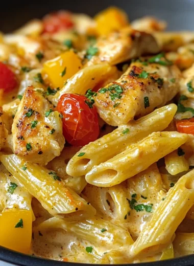 One Pot Creamy Cajun Chicken and Cheddar Pasta