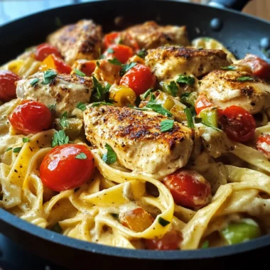 One Pot Spicy Cajun Chicken Alfredo Skillet