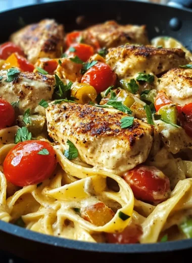 One Pot Spicy Cajun Chicken Alfredo Skillet