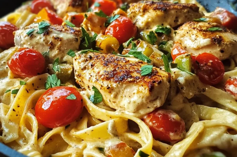 One Pot Spicy Cajun Chicken Alfredo Skillet