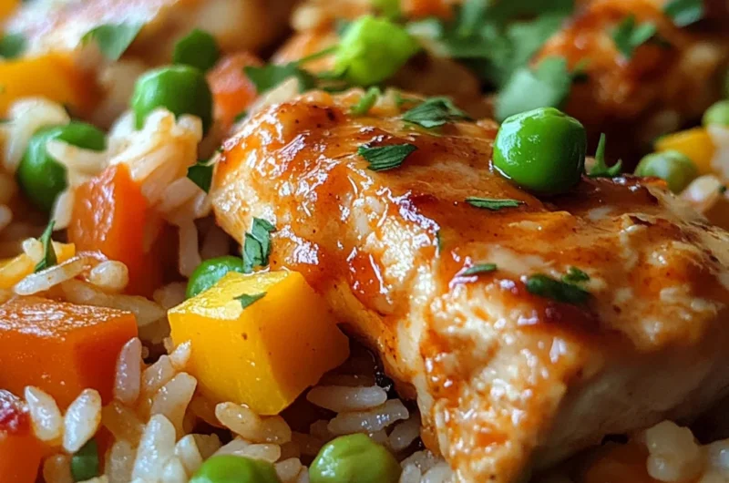 One Pot Sweet Heat Buffalo Chicken Rice