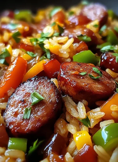 One Skillet Bold Honey BBQ Sausage Rice