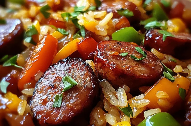 One Skillet Bold Honey BBQ Sausage Rice