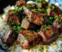 One Skillet Garlic Butter Steak Bites and Rice