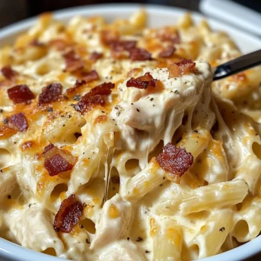 Rich and Creamy Chicken Bacon Ranch Pasta Bake
