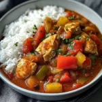 Savory Chicken Paprika Stew with Fluffy Rice