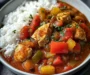 Savory Chicken Paprika Stew with Fluffy Rice