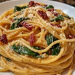 Spaghetti & Spinach with Sun-Dried Tomato Cream Sauce