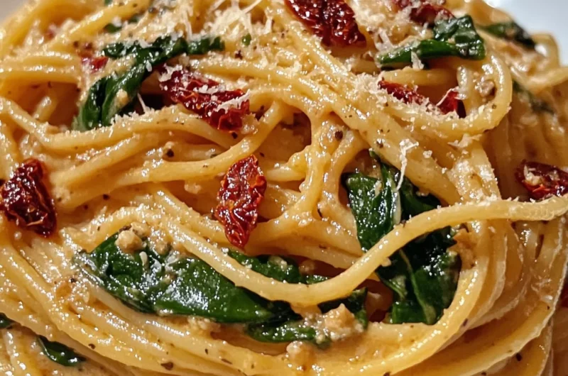 Spaghetti & Spinach with Sun-Dried Tomato Cream Sauce