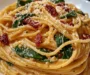Spaghetti & Spinach with Sun-Dried Tomato Cream Sauce