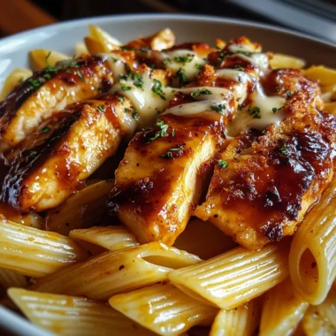 Sticky Honey BBQ Pepper Jack Chicken Pasta