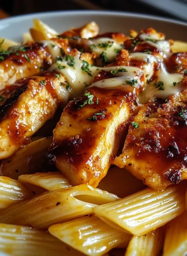 Sticky Honey BBQ Pepper Jack Chicken Pasta