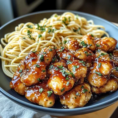 Sticky Honey Garlic Chicken with Garlic Butter Noodles