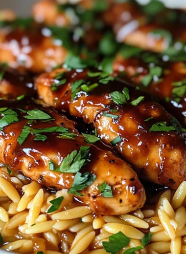 Sticky Sweet Honey BBQ Chicken Orzo