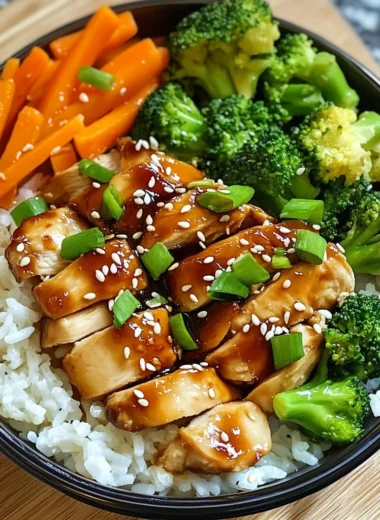 Sticky Teriyaki Chicken Power Bowl with Veggies & Rice