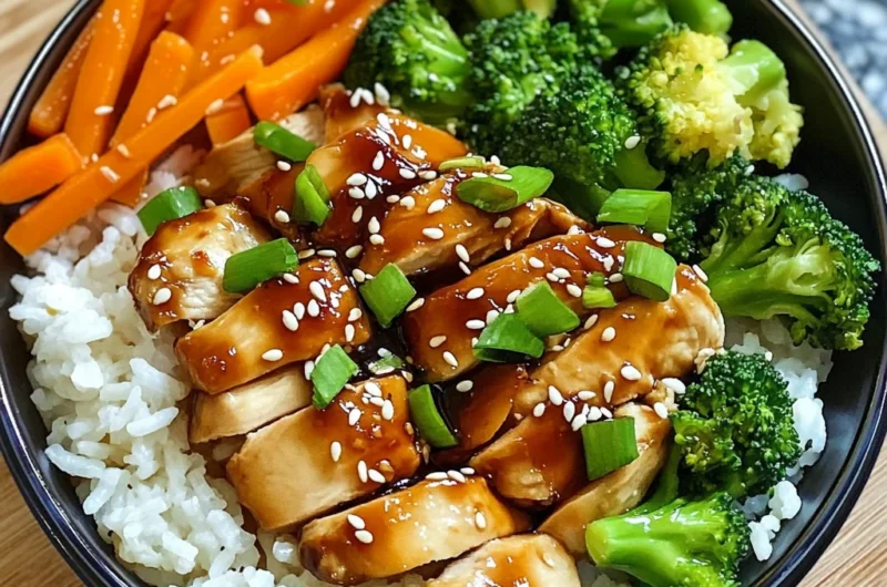 Sticky Teriyaki Chicken Power Bowl with Veggies & Rice