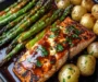 Ultimate BBQ Glazed Salmon with Cheesy Asparagus & Roasted Baby Potatoes