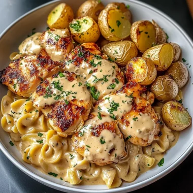 Ultimate Creamy Chicken with Roasted Potatoes & Pasta