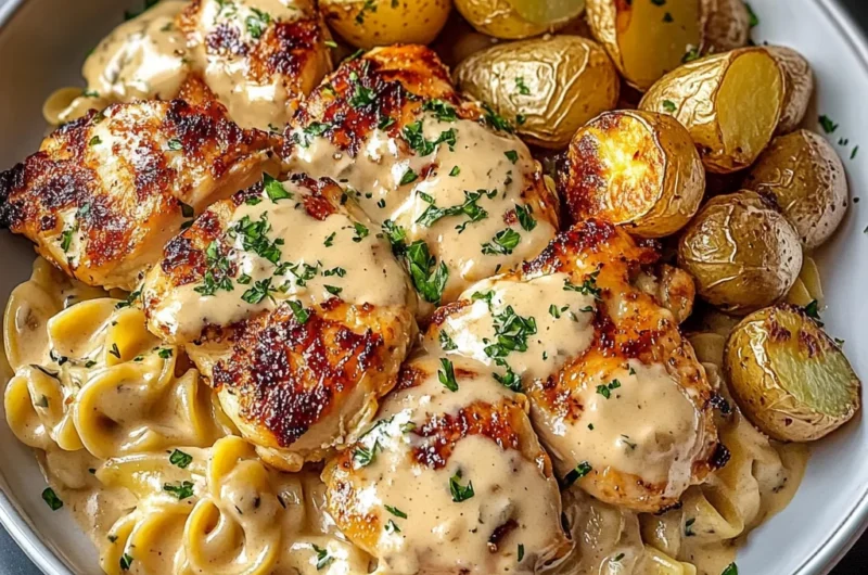 Ultimate Creamy Chicken with Roasted Potatoes & Pasta