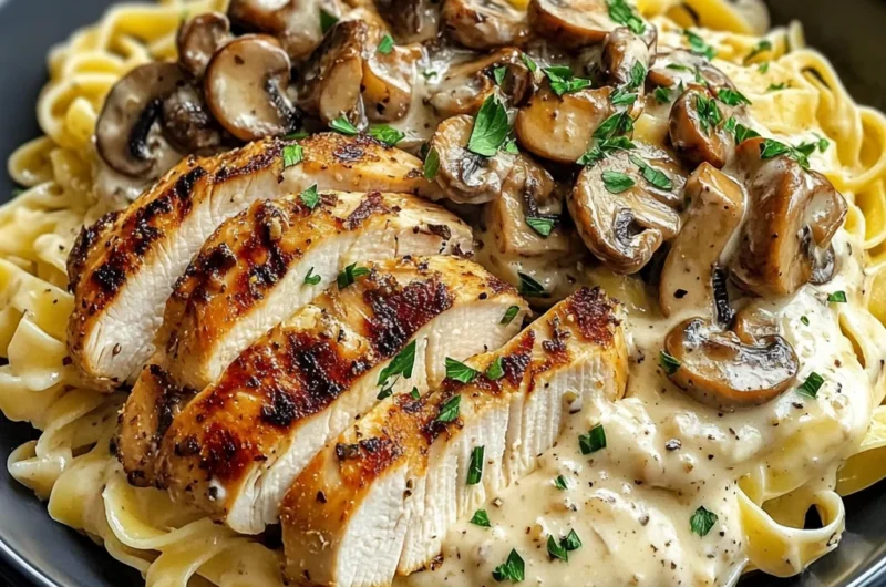 Ultimate Creamy Garlic Mushroom Chicken Pasta Bowl
