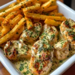 Ultimate Creamy Herb Chicken Bites with Garlic Fries