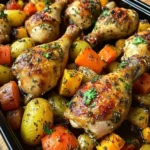 Ultimate Garlic Herb Roasted Drumsticks with Veggie Medley