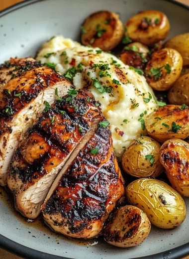 Ultimate Grilled Chicken with Creamy Garlic Mash & Herb Potatoes