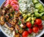 Ultimate Mediterranean Chicken Rice Bowl with Tzatziki & Feta