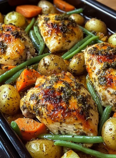 Ultimate Oven-Baked Herb Chicken with Garlic Potatoes & Veggies