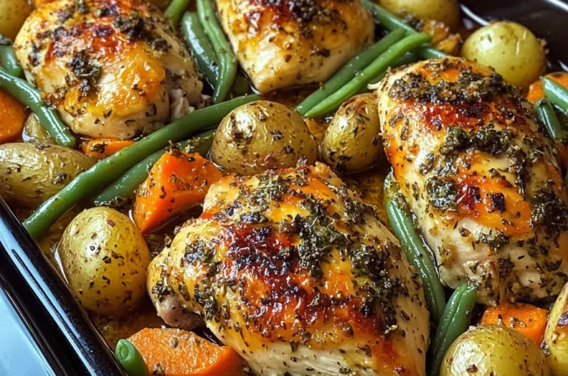 Ultimate Oven-Baked Herb Chicken with Garlic Potatoes & Veggies
