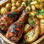 Ultimate Sticky Garlic Chicken Drumsticks & Crispy Potato Wedges