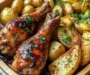 Ultimate Sticky Garlic Chicken Drumsticks & Crispy Potato Wedges