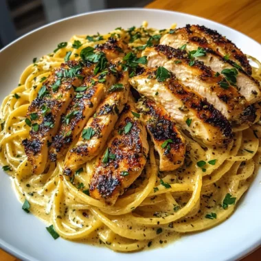 Creamy Garlic Herb Spaghetti with Grilled Chicken